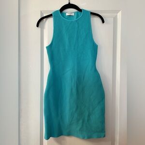 Babaton Turquoise Ribbed Mini Dress